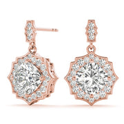 14K Rose Gold 5/8 ct tw Halo Diamond Earring