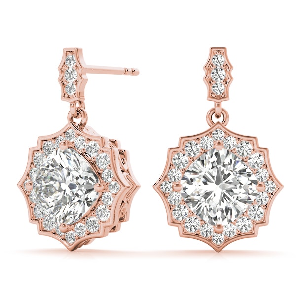 18K Rose Gold 5/8 ct tw Halo Diamond Earring