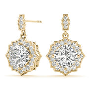 18K Yellow Gold 5/8 ct tw Halo Diamond Earring