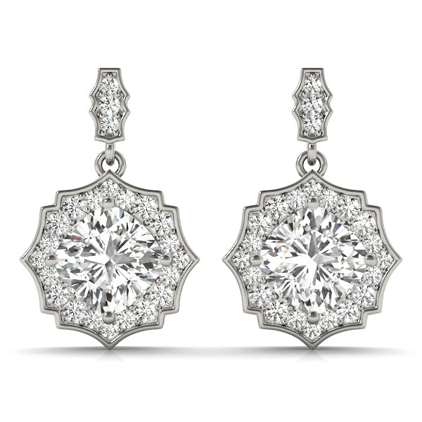 Platinum 5/8 ct tw Halo Diamond Earring