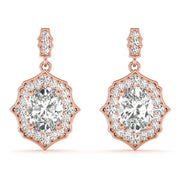 14K Rose Gold 1/2 ct tw Halo Diamond Earring