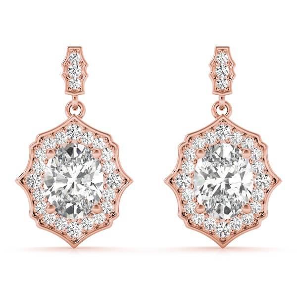 14K Rose Gold 1/2 ct tw Halo Diamond Earring