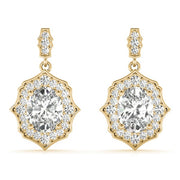 18K Yellow Gold 1/2 ct tw Halo Diamond Earring