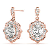 14K Rose Gold 1/2 ct tw Halo Diamond Earring