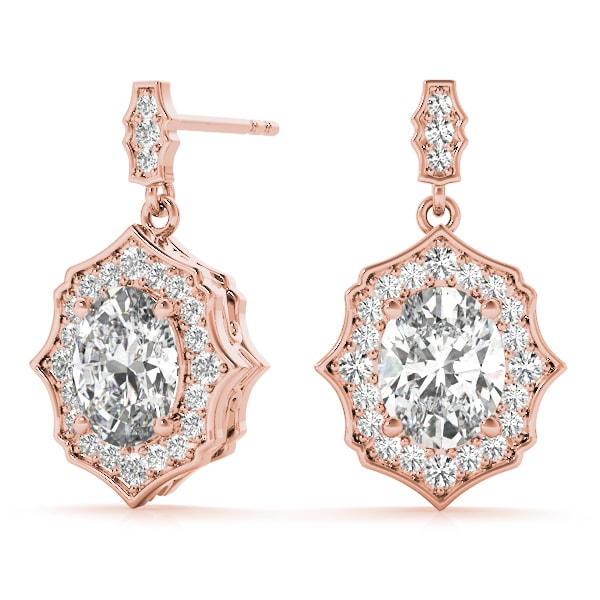 14K Rose Gold 1/2 ct tw Halo Diamond Earring
