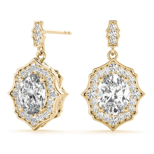 18K Yellow Gold 1/2 ct tw Halo Diamond Earring