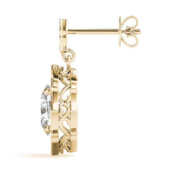 14K Yellow Gold 1/2 ct tw Halo Diamond Earring
