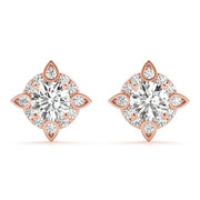 18K Rose Gold 5/8 ct tw Halo Diamond Earring