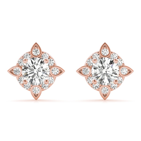 18K Rose Gold 5/8 ct tw Halo Diamond Earring