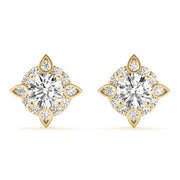 18K Yellow Gold 5/8 ct tw Halo Diamond Earring
