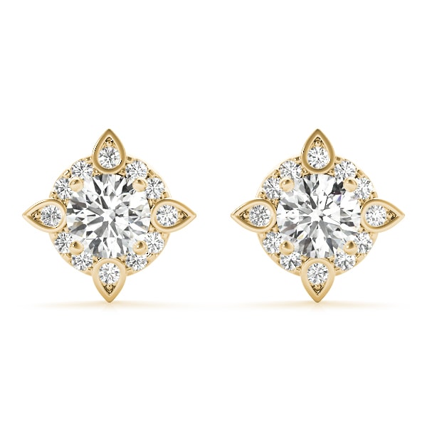 18K Yellow Gold 5/8 ct tw Halo Diamond Earring