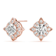 14K Rose Gold 5/8 ct tw Halo Diamond Earring