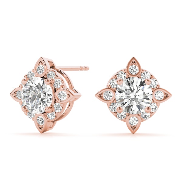14K Rose Gold 5/8 ct tw Halo Diamond Earring