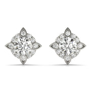 18K White Gold 5/8 ct tw Halo Diamond Earring