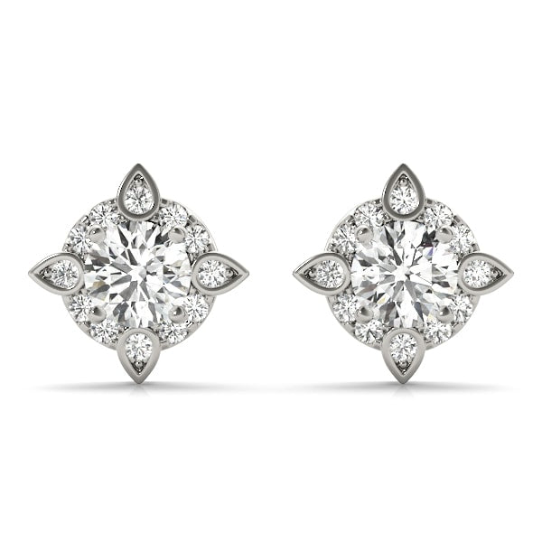 18K White Gold 5/8 ct tw Halo Diamond Earring