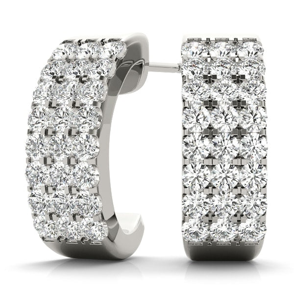 14K White Gold 1/2 ct tw J-Hoops Diamond Earring