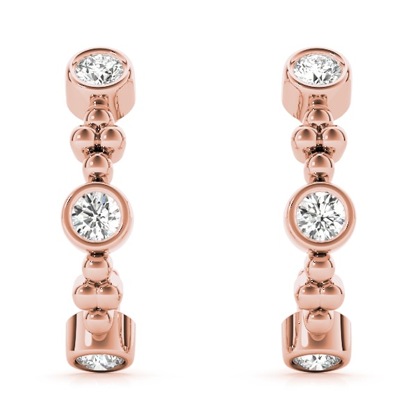 18K Rose Gold 1/2 ct tw J-Hoops Diamond Earring