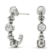 18K White Gold 1/2 ct tw J-Hoops Diamond Earring