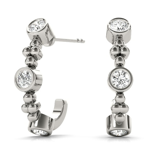 18K White Gold 1/2 ct tw J-Hoops Diamond Earring