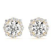 18K Yellow Gold 1 1/5 ct tw Halo Diamond Earring