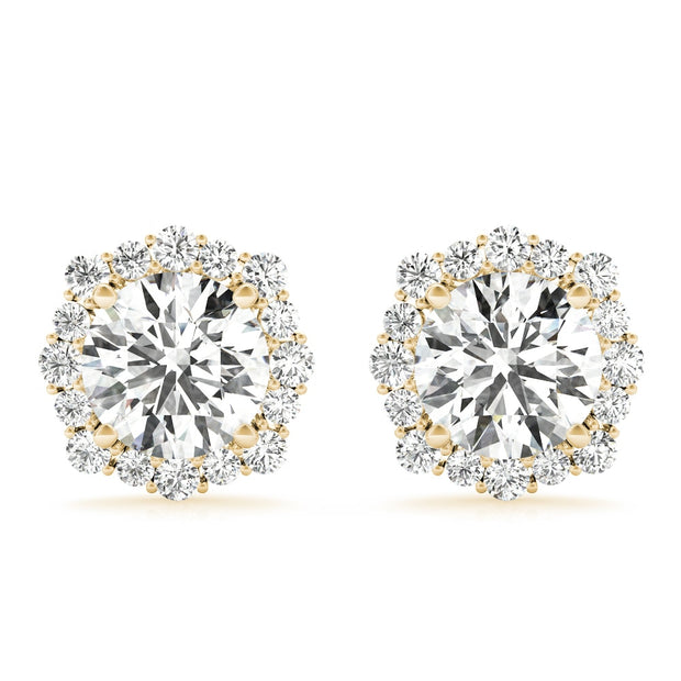 18K Yellow Gold 1 1/5 ct tw Halo Diamond Earring