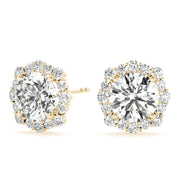 14K Yellow Gold 1 1/5 ct tw Halo Diamond Earring