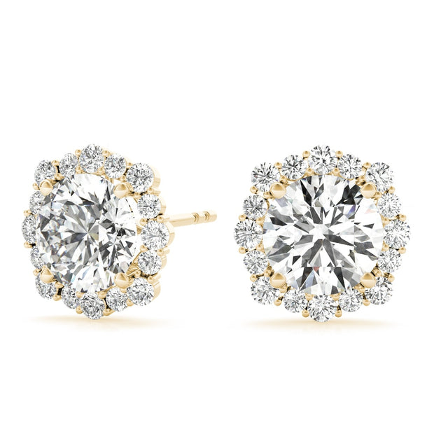 14K Yellow Gold 1 1/5 ct tw Halo Diamond Earring