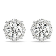 18K White Gold 1 1/5 ct tw Halo Diamond Earring