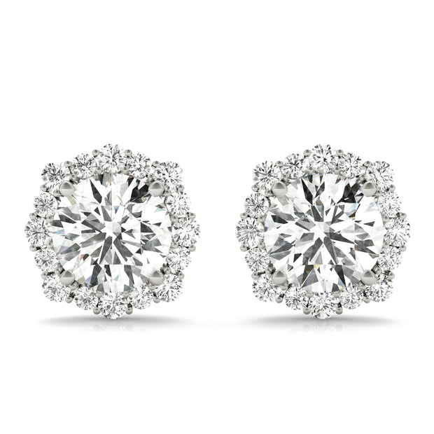 18K White Gold 1 1/5 ct tw Halo Diamond Earring