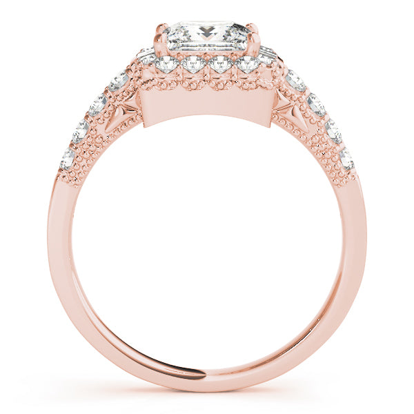 14K Rose Gold 1 1/2 ct tw Halo Diamond Engagement Ring