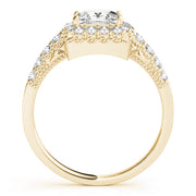 14K Yellow Gold 1 1/2 ct tw Halo Diamond Engagement Ring