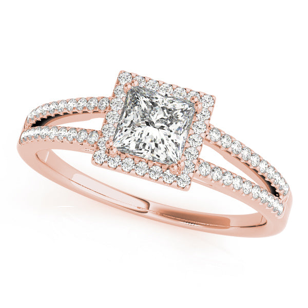 18K Rose Gold 1 ct tw Halo Diamond Engagement Ring