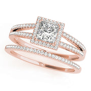18K Rose Gold 1 ct tw Halo Diamond Engagement Ring