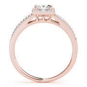14K Rose Gold 1 ct tw Halo Diamond Engagement Ring