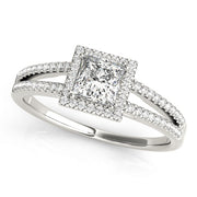 18K White Gold 1 ct tw Halo Diamond Engagement Ring
