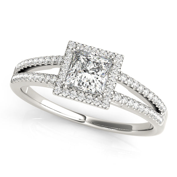 18K White Gold 1 ct tw Halo Diamond Engagement Ring