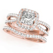 18K Rose Gold 1 1/6 ct tw Halo Diamond Engagement Ring
