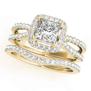 14K Yellow Gold 1 1/6 ct tw Halo Diamond Engagement Ring