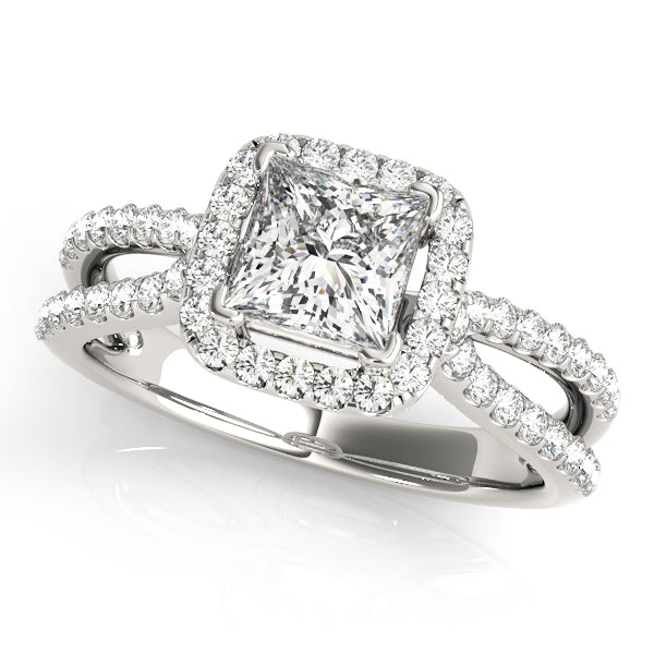 18K White Gold 1 1/6 ct tw Halo Diamond Engagement Ring