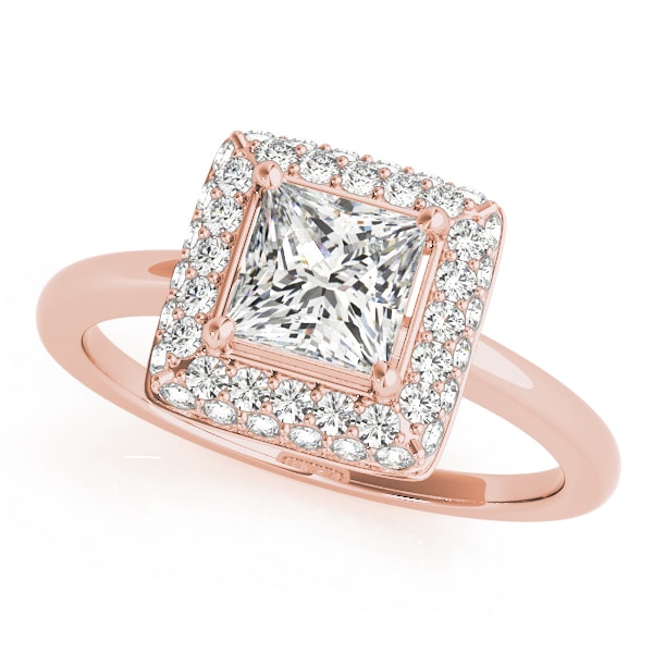 18K Rose Gold 1 1/5 ct tw Halo Diamond Engagement Ring