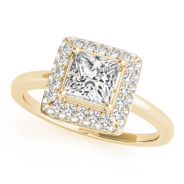 18K Yellow Gold 1 1/5 ct tw Halo Diamond Engagement Ring