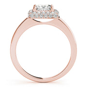 18K Rose Gold 1 1/5 ct tw Halo Diamond Engagement Ring