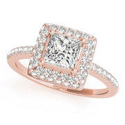 14K Rose Gold 1 1/5 ct tw Halo Diamond Engagement Ring