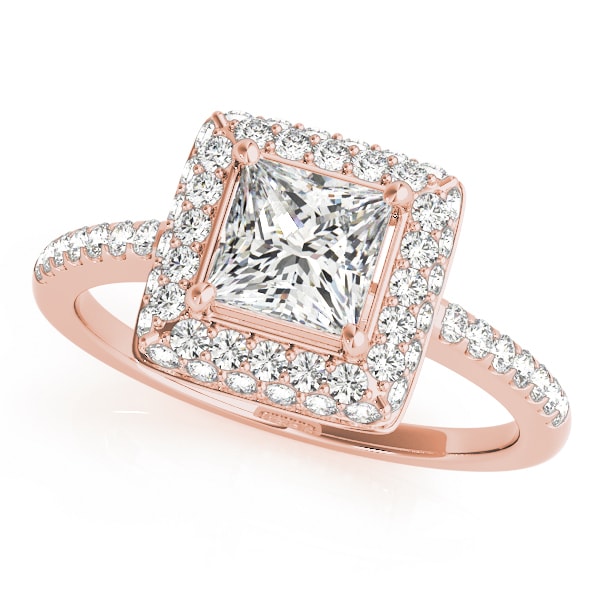 14K Rose Gold 1 1/5 ct tw Halo Diamond Engagement Ring