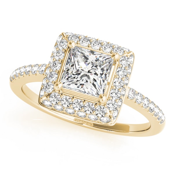 18K Yellow Gold 1 1/5 ct tw Halo Diamond Engagement Ring
