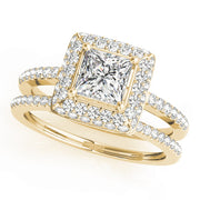 14K Yellow Gold 1 1/5 ct tw Halo Diamond Engagement Ring
