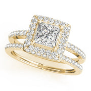 14K Yellow Gold 1 1/5 ct tw Halo Diamond Engagement Ring