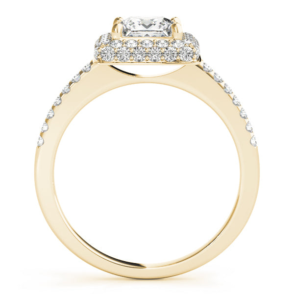 14K Yellow Gold 1 1/5 ct tw Halo Diamond Engagement Ring