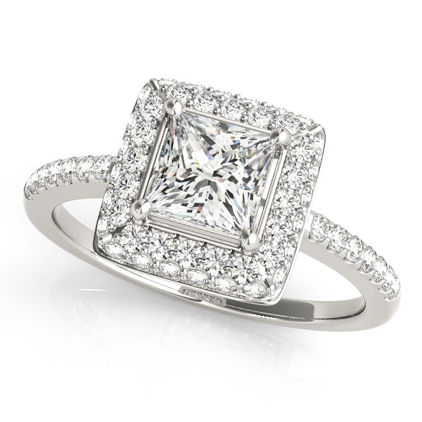Platinum 1 1/5 ct tw Halo Diamond Engagement Ring