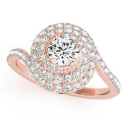 18K Rose Gold 1 3/4 ct tw Halo Diamond Engagement Ring